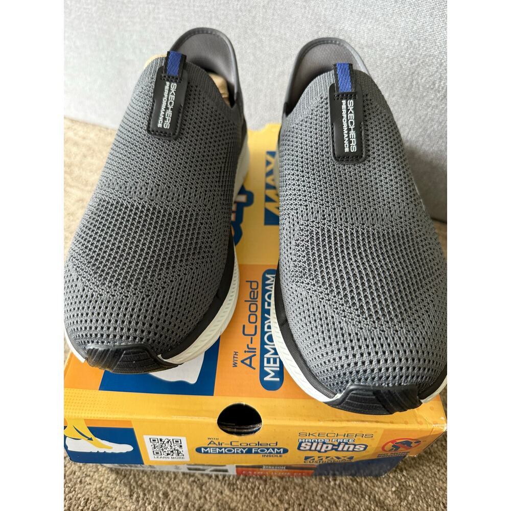New Skechers‎ Slip On Maxed Cushioning Air cooled Memory Foam M Sz 7 Charcoal